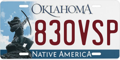 OK license plate 830VSP