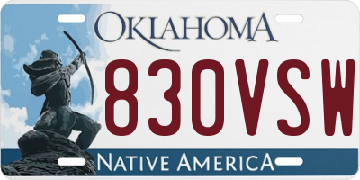 OK license plate 830VSW