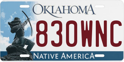 OK license plate 830WNC