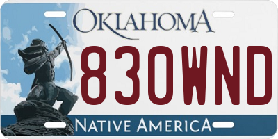 OK license plate 830WND