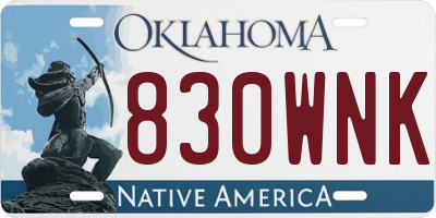OK license plate 830WNK