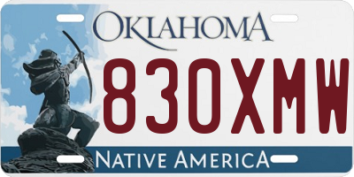 OK license plate 830XMW