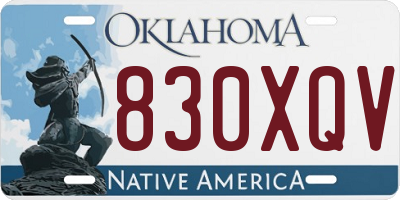 OK license plate 830XQV