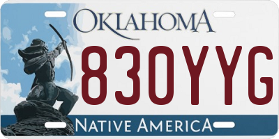 OK license plate 830YYG