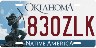 OK license plate 830ZLK