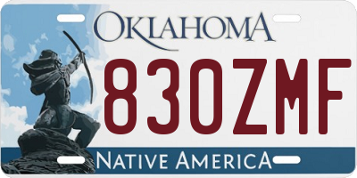 OK license plate 830ZMF
