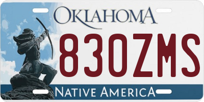OK license plate 830ZMS