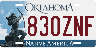 OK license plate 830ZNF