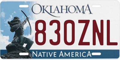 OK license plate 830ZNL