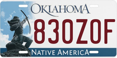 OK license plate 830ZOF