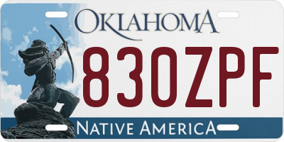 OK license plate 830ZPF