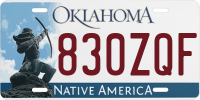 OK license plate 830ZQF