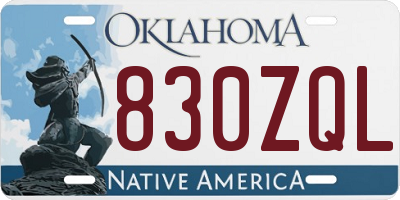 OK license plate 830ZQL