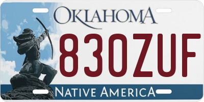 OK license plate 830ZUF