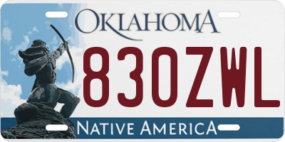 OK license plate 830ZWL