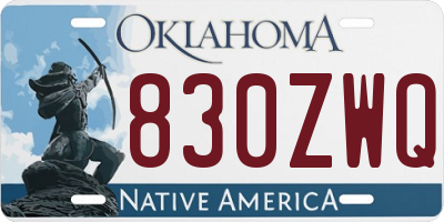 OK license plate 830ZWQ