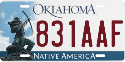 OK license plate 831AAF