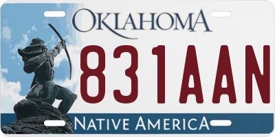 OK license plate 831AAN