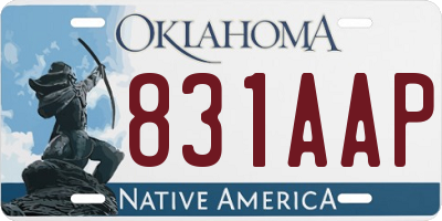 OK license plate 831AAP