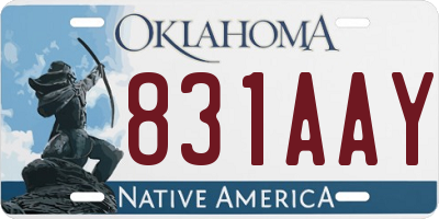 OK license plate 831AAY