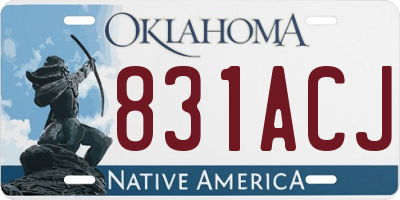 OK license plate 831ACJ