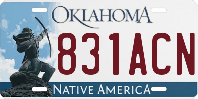 OK license plate 831ACN