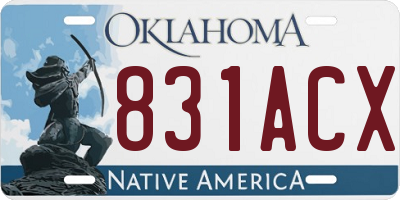 OK license plate 831ACX
