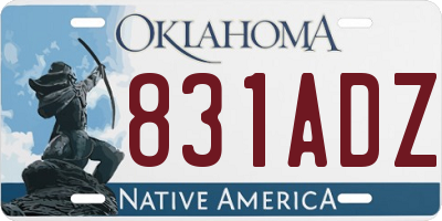 OK license plate 831ADZ