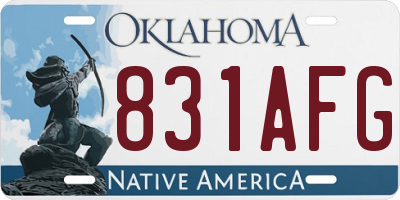 OK license plate 831AFG