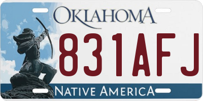 OK license plate 831AFJ