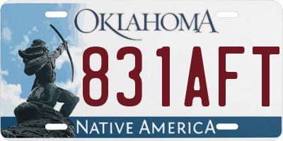 OK license plate 831AFT
