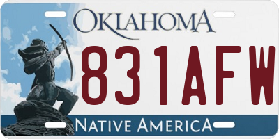 OK license plate 831AFW