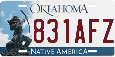 OK license plate 831AFZ