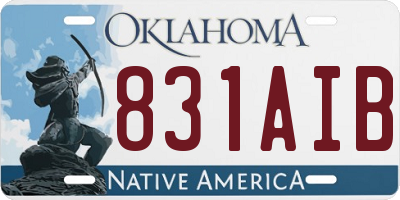 OK license plate 831AIB