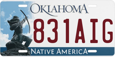 OK license plate 831AIG