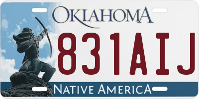 OK license plate 831AIJ