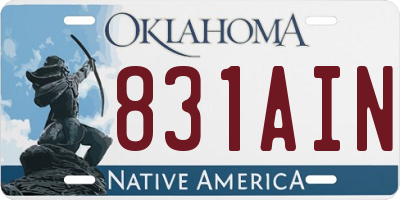 OK license plate 831AIN