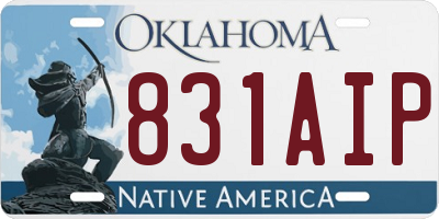 OK license plate 831AIP