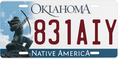 OK license plate 831AIY