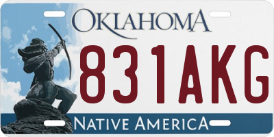OK license plate 831AKG