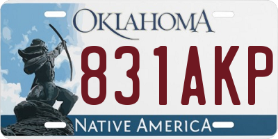 OK license plate 831AKP