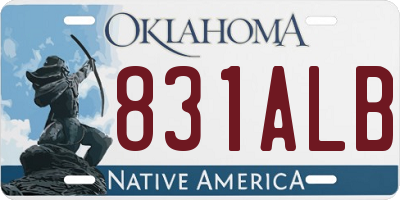 OK license plate 831ALB