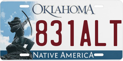 OK license plate 831ALT