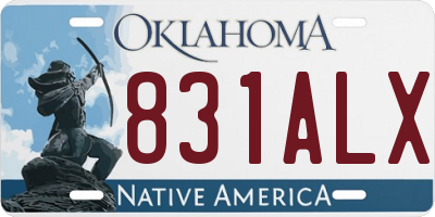 OK license plate 831ALX