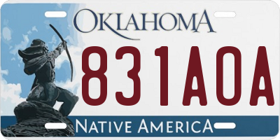 OK license plate 831AOA