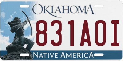 OK license plate 831AOI