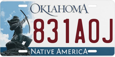 OK license plate 831AOJ