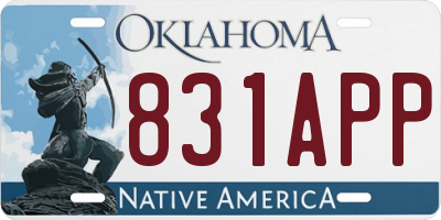 OK license plate 831APP