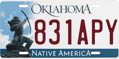 OK license plate 831APY