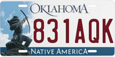 OK license plate 831AQK